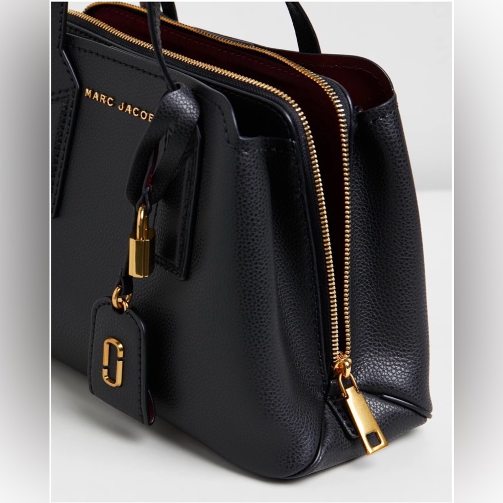 Marc Jacobs Black Leather Satchel with Burgundy Interior Trim